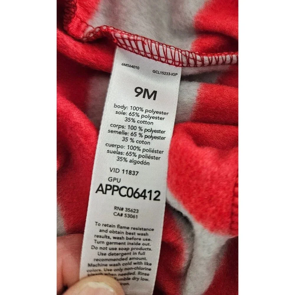 Carters Size 9 M Unisex Set of 2 Cozy Baby Pajamas Holiday Prints & Stripes Soft